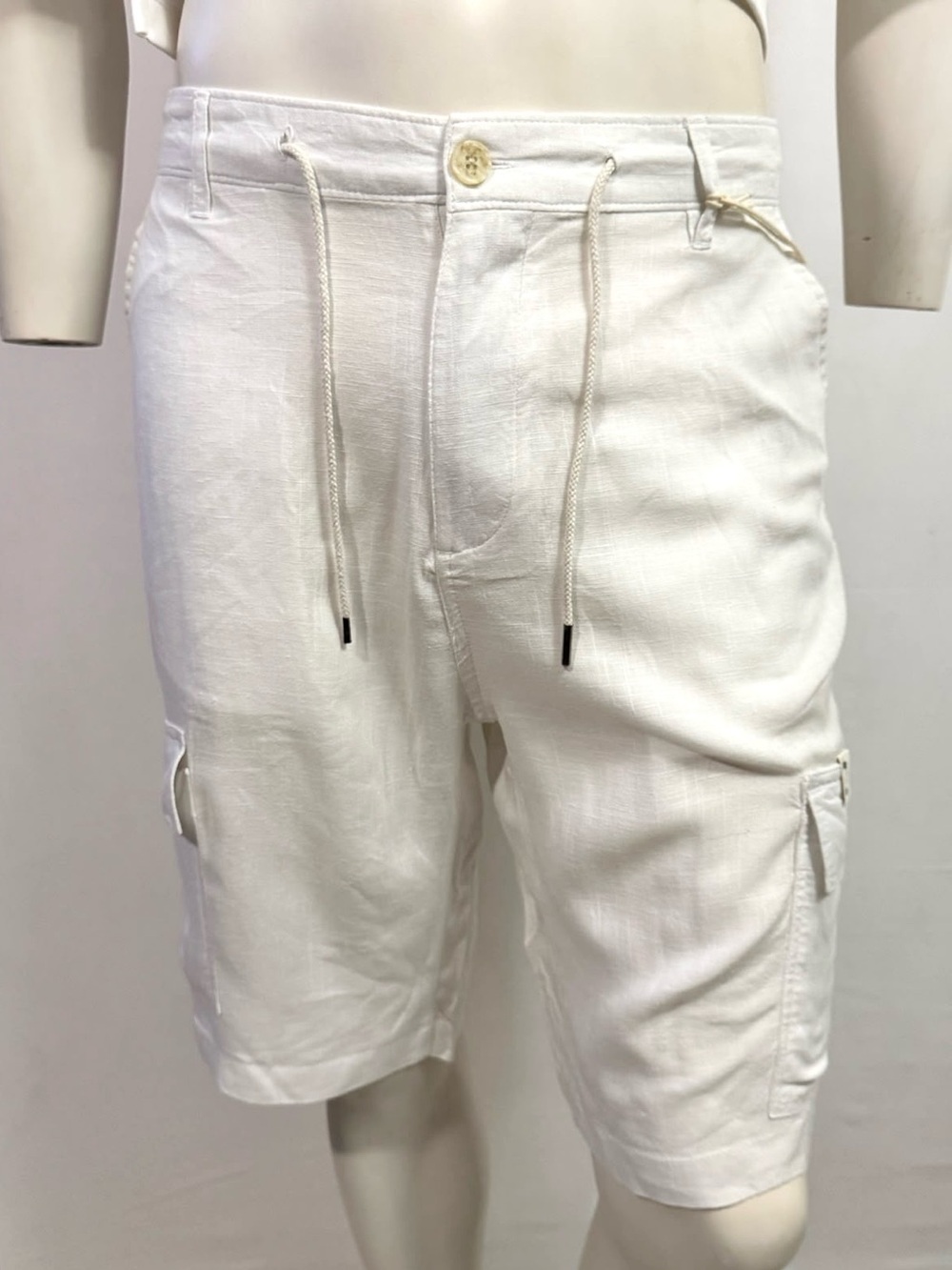 Hudson & Barrow Men's White Cargo Linen Blend Shorts Size W34 Brand New NWT